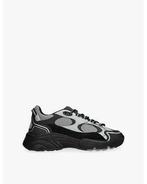 Cleens Pulse Runner Leather And Mesh Sneakers - Black