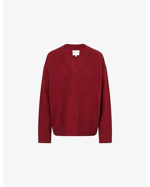Reformation Jadey Cashmere Oversized V-Neck Jumper - Red
