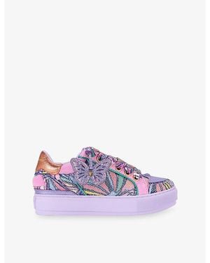 Kurt Geiger Southbank Tag Suede And Woven Trainers - Purple