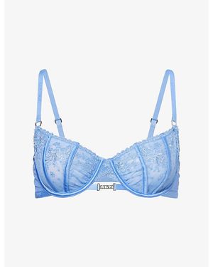 Lounge Underwear Flirt Balconette Lace Bra - Blue