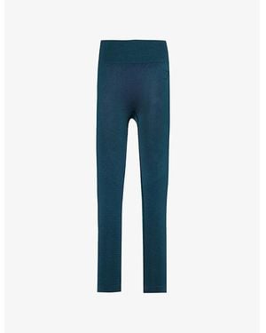 GYMSHARK Vital Shine Textured Tapered-Leg Mid-Rise Stretch-Woven Leggings - Blue