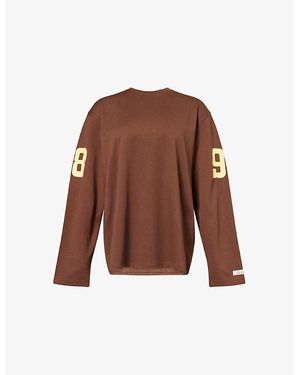 Ru & Rocka Long-Sleeve Football Cotton-Blend Top - Brown