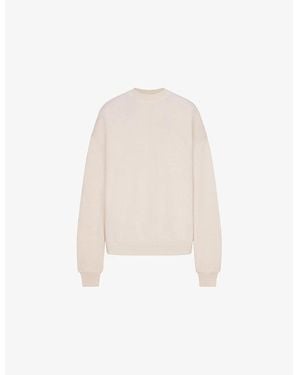 Skims Boyfriend Crewneck Cotton-Jersey Sweatshirt - White