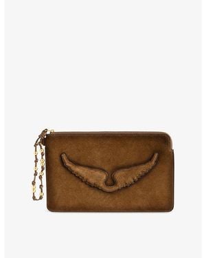 Zadig & Voltaire Angel Embossed Leather Pouch - Brown