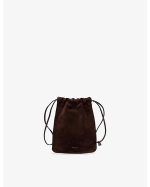 Prada Stamped-Logo Suede Smartphone Pouch - Brown