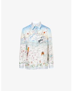 CASABLANCA Classic Long-Sleeves Silk Shirt - Blue