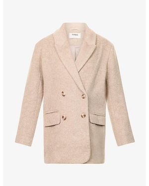 4th & Reckless Floriana Oversized Double-Breasted Woven Blazer - Natural