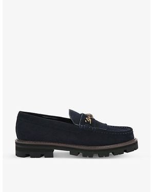 Kurt Geiger Carnaby Eagle-Head Embellished Suede Loafers - Black