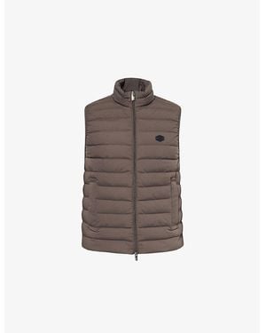 Emporio Armani Brand-Patch Regular-Fit Woven-Down Gilet - Brown