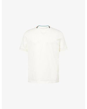 Paul Smith Stripe-Trim Short-Sleeve Cotton T-Shirt - White