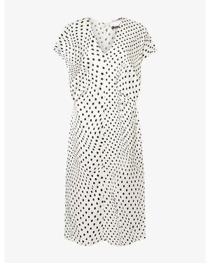 Stella McCartney Polka Dot V-Neck Satin Midi Dress - White