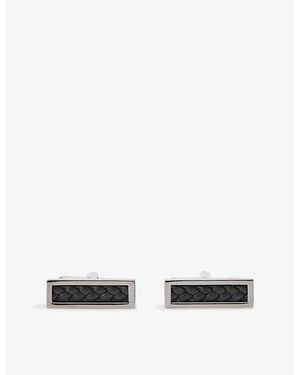 Reiss Marlin Leather-Insert Metal Cufflinks - Multicolour