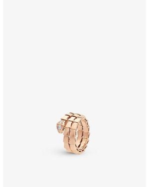BVLGARI Serpenti Viper 18Ct Rose- And 0.1Ct Brilliant-Cut Diamond Ring - White
