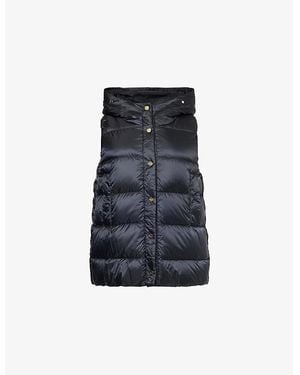 Max Mara Cube Jsoft Quilted Drawstring-Hood Shell Gilet - Blue