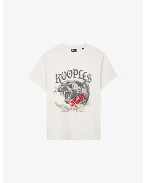 The Kooples Logo-Print Short-Sleeve Cotton T-Shirt - White
