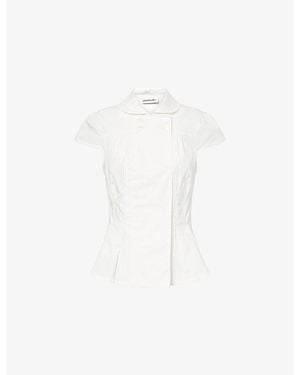 Peachy Den The Missy Curved-Collar Cotton-Blend Blouse - White