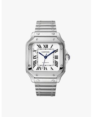 Cartier Crwssa0029 Santos De Medium Stainless- And Leather Watch - White