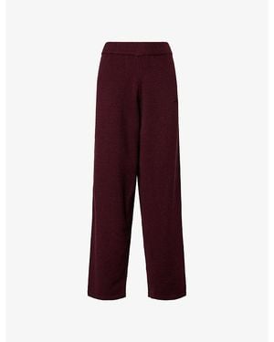 Ru & Rocka Oversized Brand-Embroidered Knitted Jogging Bottoms - Purple