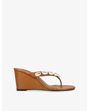 Simon Miller Soleil Shell Heeled Leather Wedges - Brown