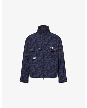 A Bathing Ape Bape X Kazuki Camouflage-Print Woven Jacket - Blue