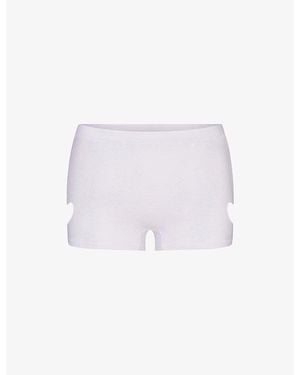 Skims Micro Heart Worn-In Cotton-Jersey Shorts - White