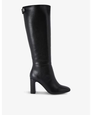 Carvela Kurt Geiger Jackpot Block-Heel Faux-Leather Knee-High Boots - Black