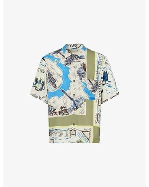 Paul Smith Printed Short-Sleeve Woven Shirt - Blue