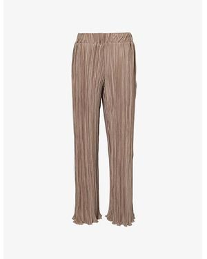 4th & Reckless Palais Plissé Straight-Leg Mid-Rise Satin Pants - Brown
