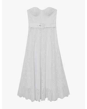 Reiss Anya Broderie-Anglaise Woven Midi Dress - White