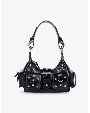 The Kooples Amelia Stud-Embellished Leather Shoulder Bag - Black