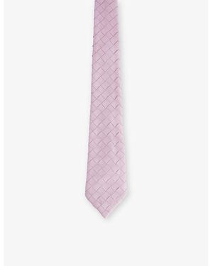 Bottega Veneta Intrecciato Woven Leather Tie - Pink