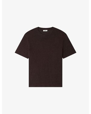 Sandro Crewneck Linen-Jersey T-Shirt - Black