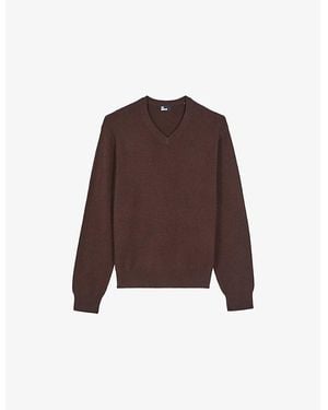 The Kooples V-Neck Regular-Fit Knitted Jumper - Brown