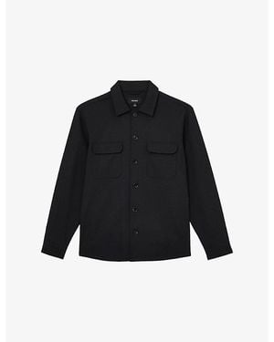Reiss Peshi Double-Pocket Stretch-Woven Overshirt - Black