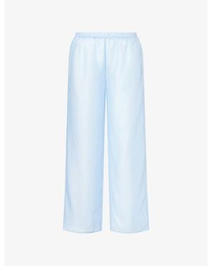4th & Reckless Geri Wide-Leg Sheer Trousers - Blue