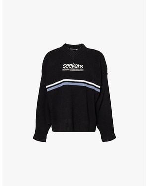 Sisters & Seekers Leisure Logo-Embroidery Stretch-Knit Jumper - Black