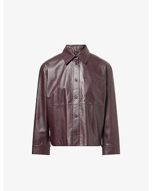 Weekend by Maxmara Panelled Leather Shirt Jacket - Purple