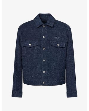 Loewe Trucker Embroidered-Logo Cotton-Blend Jacket - Blue