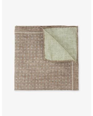 Reiss Pier Diamond-Print Silk Pocket Square - Natural