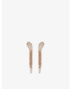 BVLGARI Serpenti Viper 18Ct Rose- 1.74Ct Brilliant-Cut Diamond And Onyx Drop Earrings - White