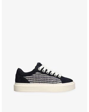 Cleens Ace Embroidered Suede Sneakers - Blue