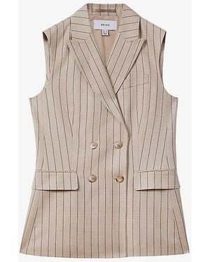 Reiss Odette Pin-Stripe Wool-Blend Waistcoat - Natural