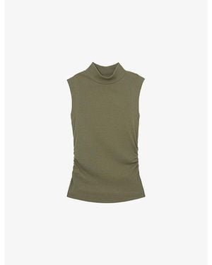 Reiss Simone High-Neck Stretch-Cotton Vest - Green