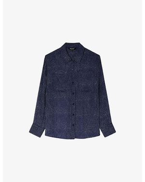 Whistles Grid-Pattern Semi-Sheer Woven Shirt - Blue