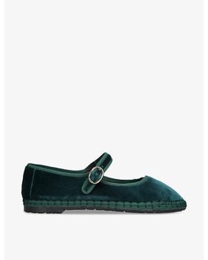 Flabelus Leonor Single-Strap Cotton Mary Jane Flats - Green