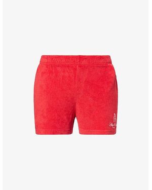 Sporty & Rich Vendome Terry Cotton-Jersey Shorts - Red