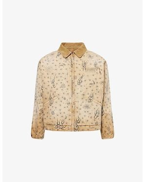 SAINT Mxxxxxx Dr Woo Printed Cotton Work Jacket - Natural