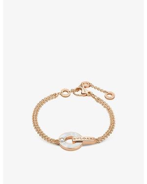 BVLGARI Openwork 18Ct Rose- Mother Of Pearl, And 0.06Ct Round Brilliant-Cut Diamond Bracelet - Metallic