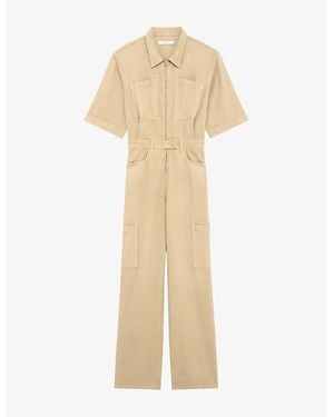 IRO Maina Short-Sleeve Woven Jumpsuit - Natural
