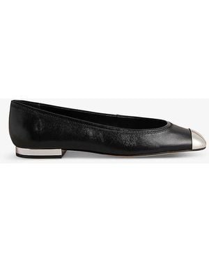 Ted Baker Kareh Metal Toe-cap Leather Ballet Flats - Black